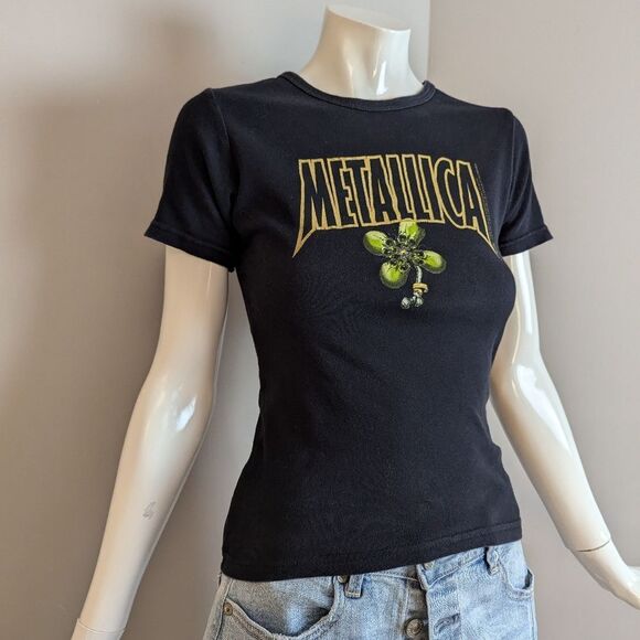 Vintage Metallica No Leaf Clover Baby Tee M Artimonde 2003 Rare Women’s Band Shi - Picture 4 of 9